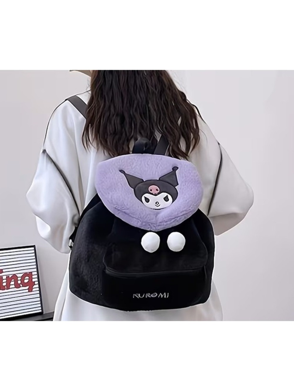 Sanrio Character Plush Backpack - Cute Furry Shoulder Bag for Women and Teens